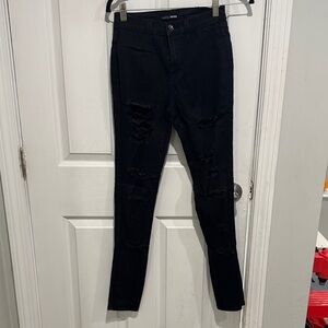 Fashion Nova Midnight Black Ripped Skinny Jeans